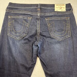 True Religion Blue  Zip Pockets Denim MENS 36x32 STRAIGHT JEANS